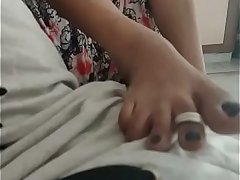 DEsi wife rubbing hubby cock