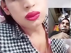 Sexy cute girl over video call with BF