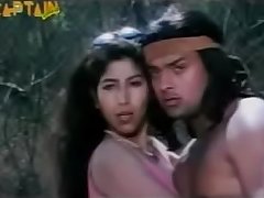 City girl kissing Tarzan in bollywood movie (new)