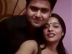 Horny wife romancing with husband on selfie video