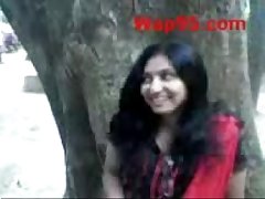 Indian college couple kiss outdoor