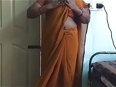 desi  indian horny tamil telugu kannada malayalam hindi cheating wife wearing saree vanitha showing big boobs and shaved pussy press hard boobs press nip rubbing pussy masturbation